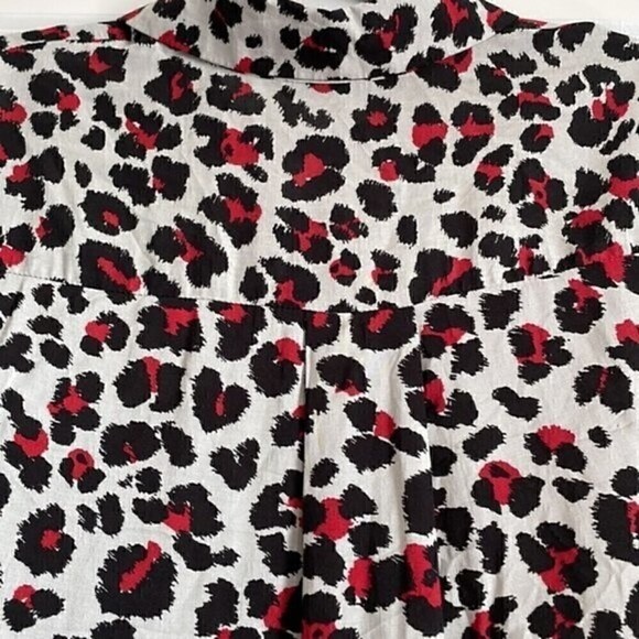 Zara Basic Leopard Print Blouse Extra Small Red Gray Black - Picture 11 of 13